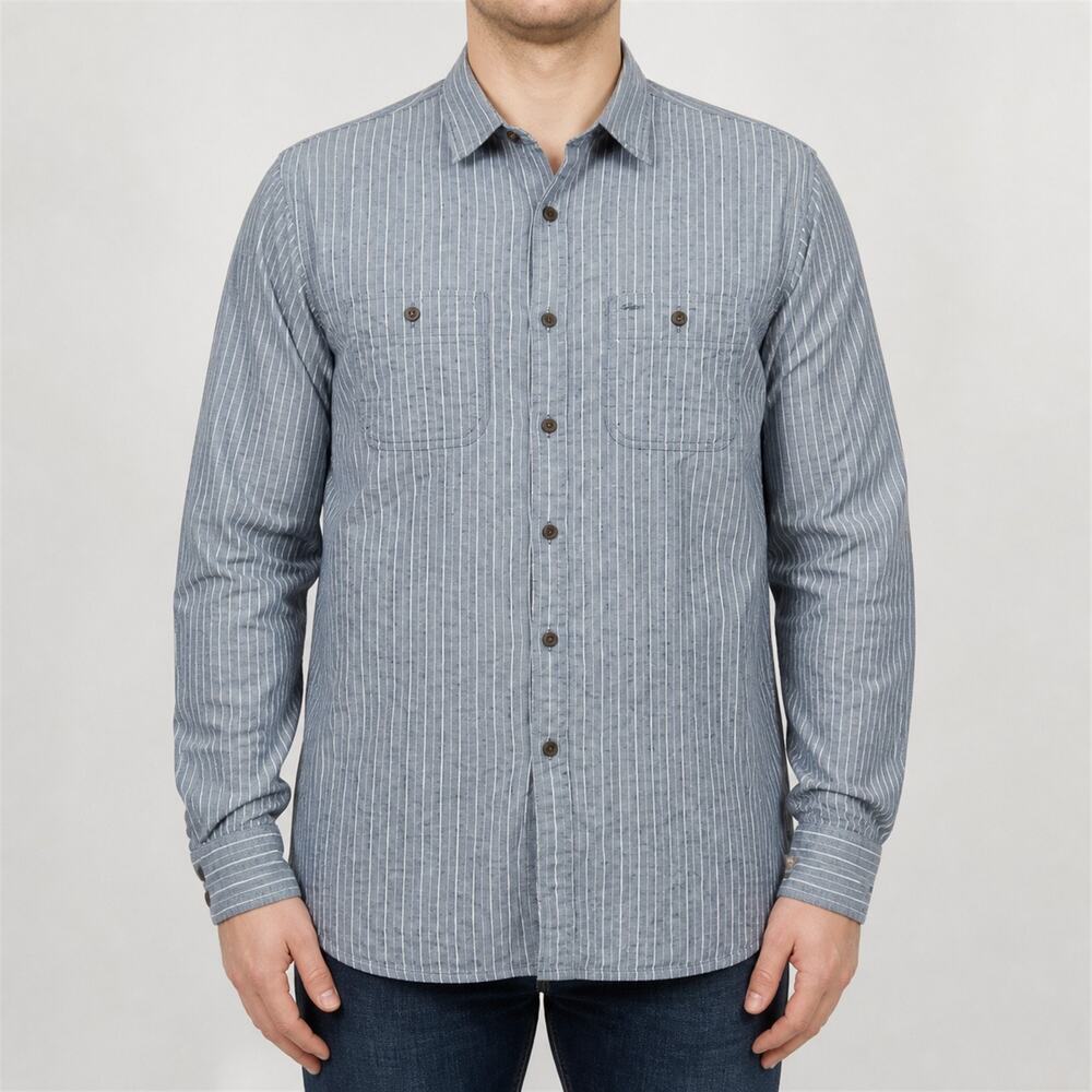 Wallin & Bros Shirt Mens Large Blue White Striped Long Sleeve Classic Button-Up